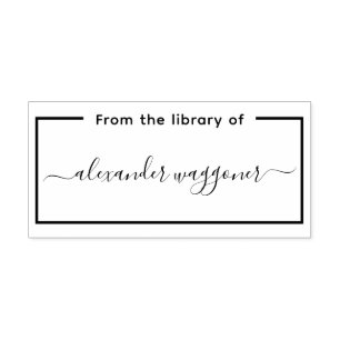 Tampon Auto-encreur Cadre rectangle « De la bibliothèque de » Calligra