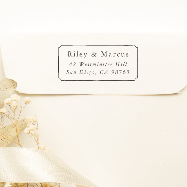 Tampon Auto-encreur Cadres tirés à la main et noms de couples Adresse  (Rubber Stamp Mock-up)