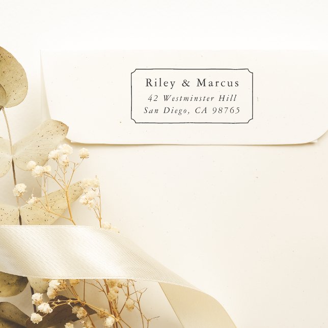 Tampon Auto-encreur Cadres tirés à la main et noms de couples Adresse  (Rubber Stamp Mock-up)