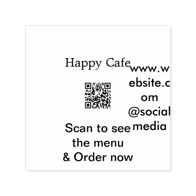 Tampon Auto-encreur Cafe restaurant scanner pour voir le menu commande (Design)