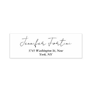 Tampon Auto-encreur Calligraphie Elégant Noir & Blanc Plain Simple Lab