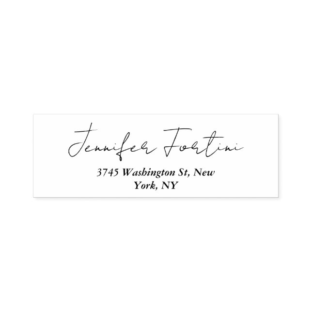 Tampon Auto-encreur Calligraphie Elégant Noir & Blanc Plain Simple Lab (Design)