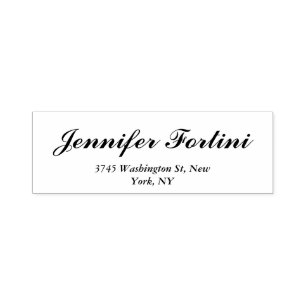 Tampon Auto-encreur Calligraphie Élégante Noir & Blanc Plaine Simple