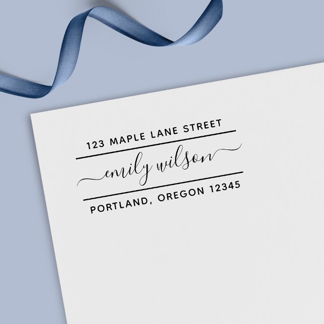 Tampon Auto-encreur Calligraphie Nom du script 2 lignes Adresse de ret (Créateur téléchargé)