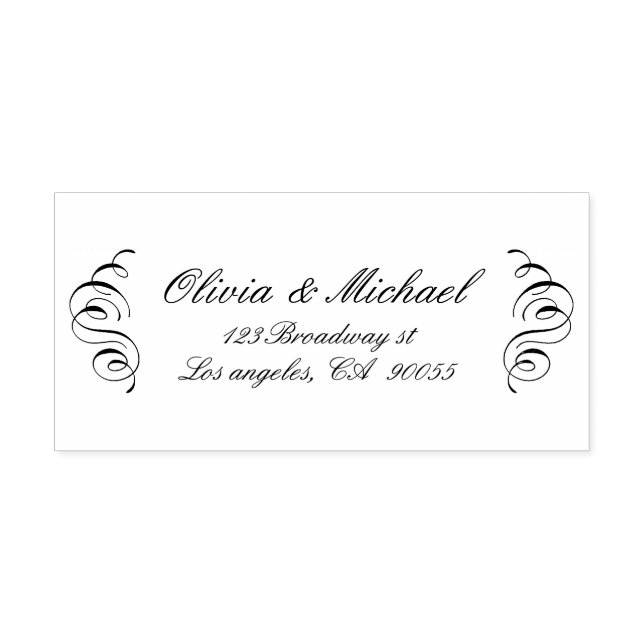 Tampon Auto-encreur Calligraphie vintage Mariage personnalisé Adresse  (Design)