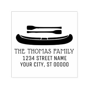 Tampon Auto-encreur Canot avec voitures Silhouette Nom Adresse Monogra