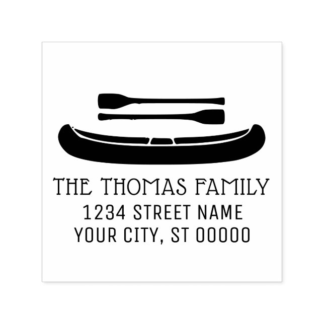 Tampon Auto-encreur Canot avec voitures Silhouette Nom Adresse Monogra (Design)