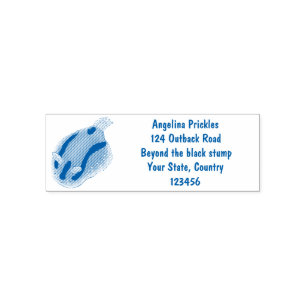 Tampon Auto-encreur Caricature de nudibranche bleu mignon