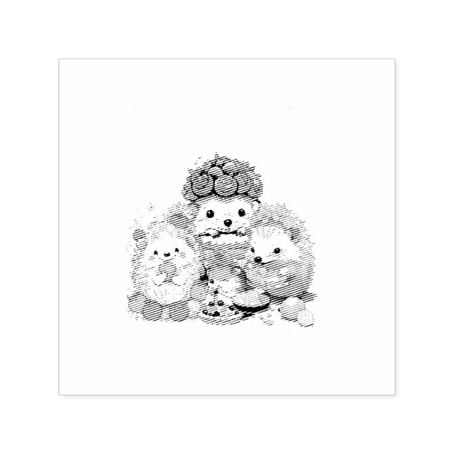 Tampon Auto-encreur Caricature mignonne pour un hérisson et une tarte  (Design)