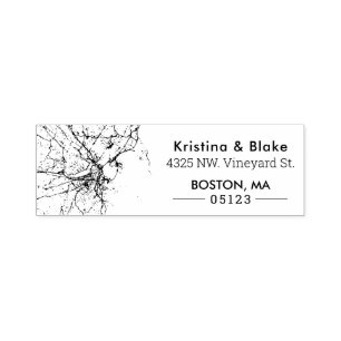 Tampon Auto-encreur Carte de la ville de Boston Adresse personnalisé