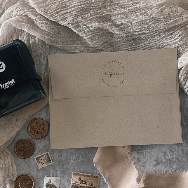 Tampon Auto-encreur Carte de vacances moderne chic Adresse circulaire (Créateur téléchargé)