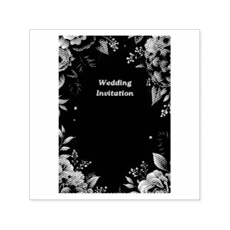 Tampon Auto-encreur Carte d'invitation de mariage élégante | Fleur T d