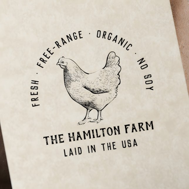 Tampon Auto-encreur Carton d'oeuf de ferme rustique personnalisé (Créateur téléchargé)