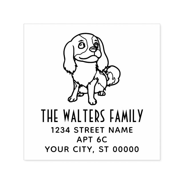 Tampon Auto-encreur Cavalier King Charles Spaniel Chien #2 Nom Adresse (Design)