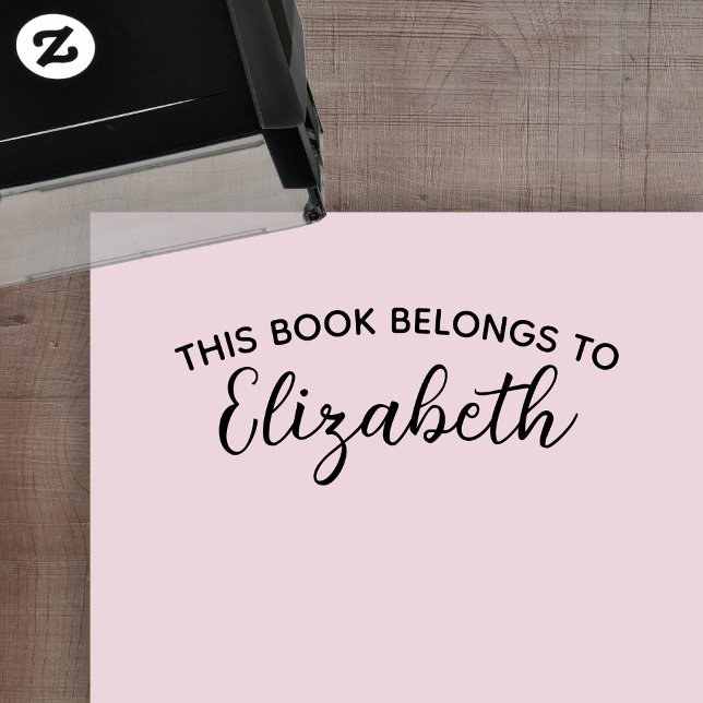 Tampon Auto-encreur Ce livre appartient à - Nom personnalisé - écritur (Créateur téléchargé)