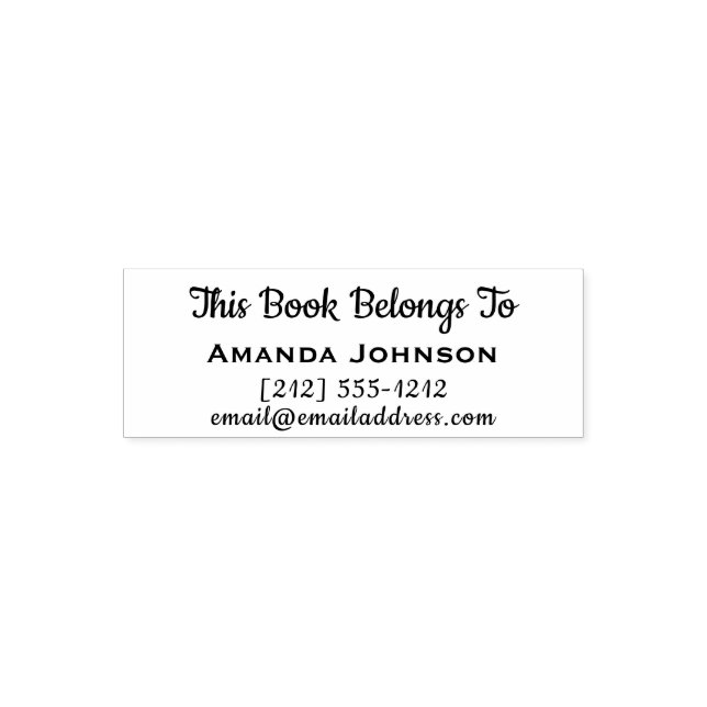 Tampon Auto-encreur Ce Livre Appartient Au Nom Numéro De Téléphone Cou (Design)