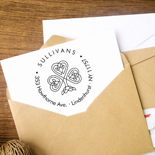 Tampon Auto-encreur Celtic Knot Shamrock Adresse de retour de famille