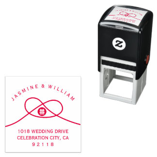 Tampon Auto-encreur Cercle de Red Knot Double Bonheur Mariage Chinois