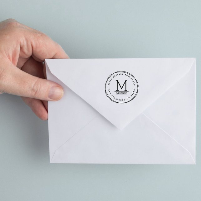 Tampon Auto-encreur Cercles Fuchsia à main | Adresse de retour personn (Créateur téléchargé)