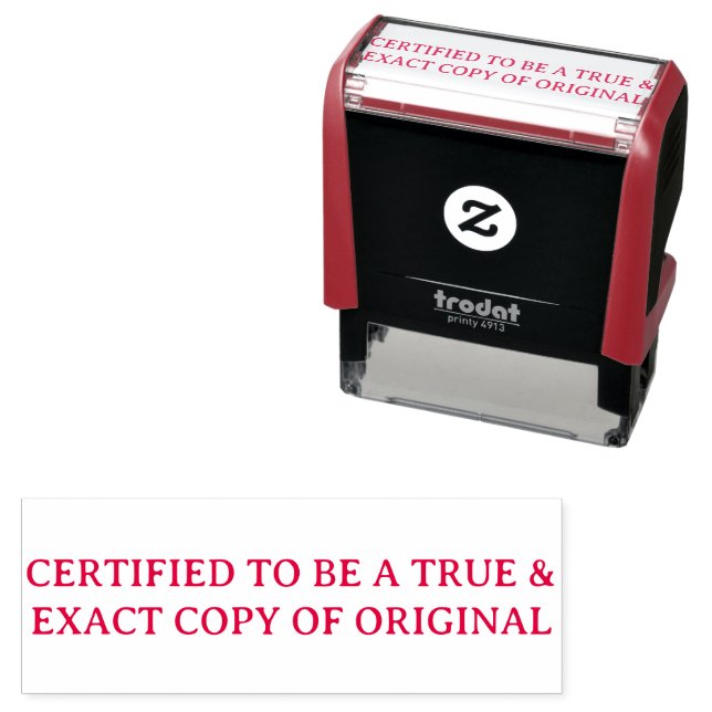 Tampon Auto-encreur Certified True & Exact Copy of Original  (En situation)