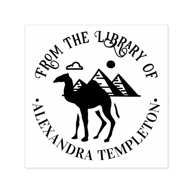 Tampon Auto-encreur Chameau Dromadaire Silhouette Pyramides Bibliothèq (Design)