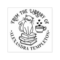 Chat assis sur des livres #3, Tasse de café Biblio