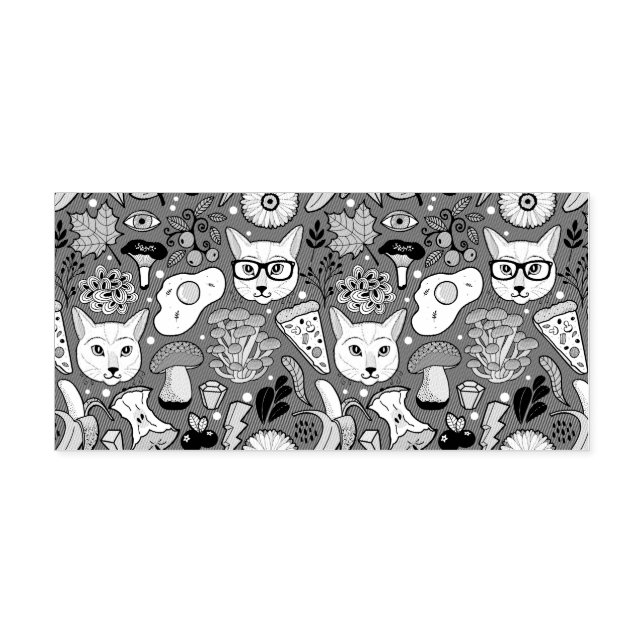 Tampon Auto-encreur Chat et oeuf sur le rouge (Design)