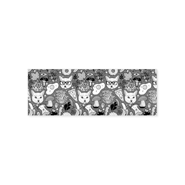 Tampon Auto-encreur Chat et oeuf sur le rouge (Design)