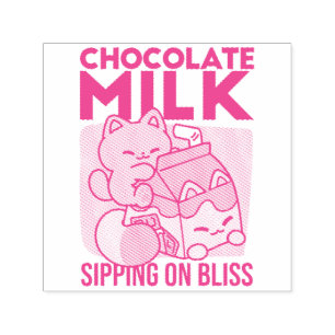 Tampon Auto-encreur Chat Mignon Lait Chocolat – Boisson Confortable &