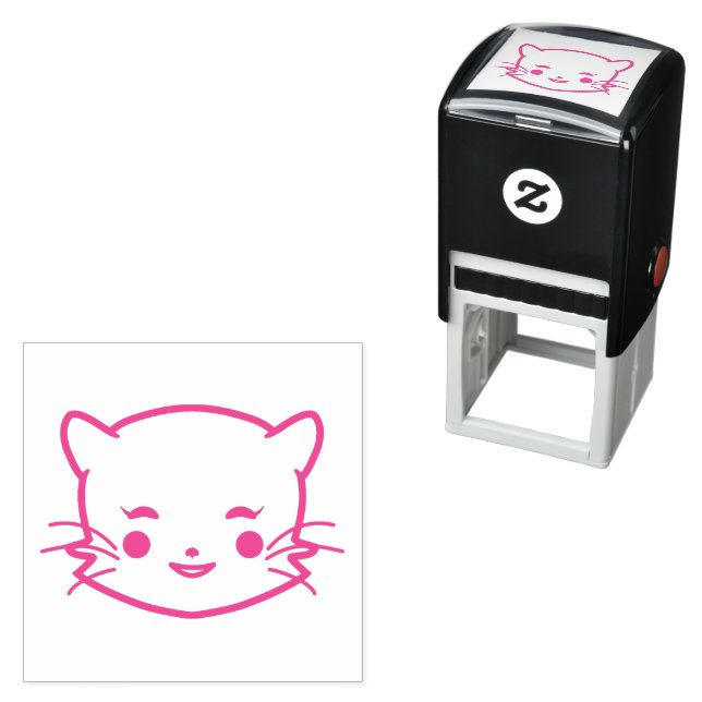 Tampon Auto-encreur Chat mignon souriant (En situation)