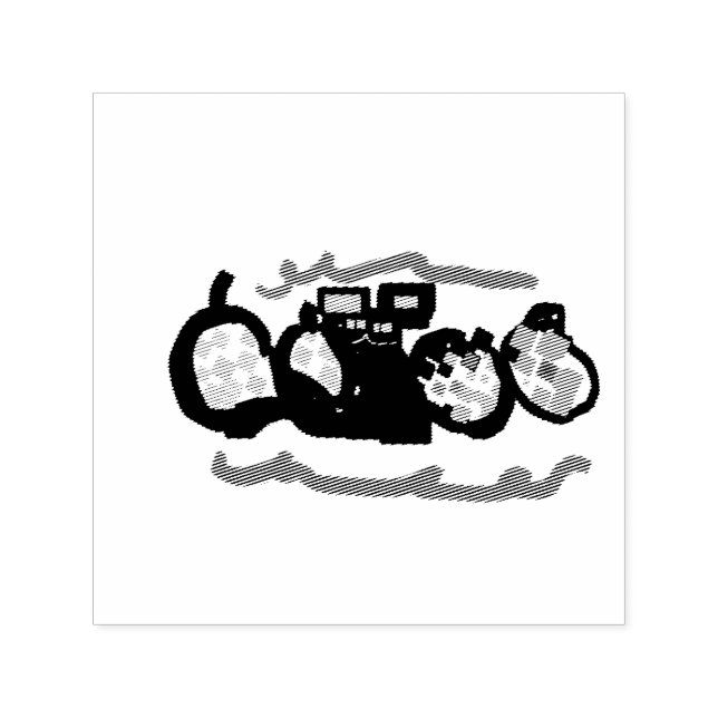 Tampon Auto-encreur Chat Noir Automne attendant cool (Design)