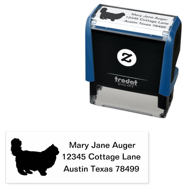 Tampon Auto-encreur Chat Ragdoll Personnalisé (En situation)