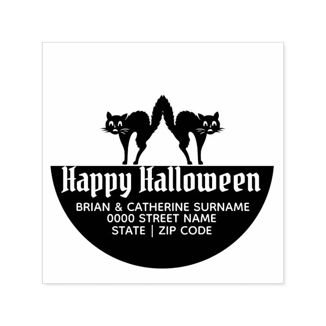 Tampon Auto-encreur Chat silhouette fun halloween adresse de retour (Design)
