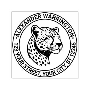 Tampon Auto-encreur Cheetah Head #1 Nom Adresse de retour