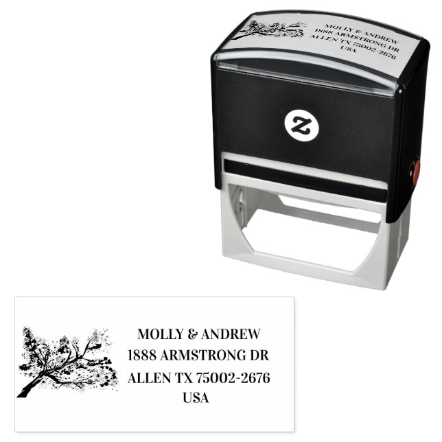 Tampon Auto-encreur Cherry Blossom Floral Mariage Adresse de retour (En situation)