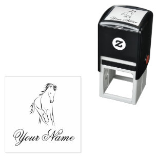Tampon Auto-encreur Cheval courant de couleur noire