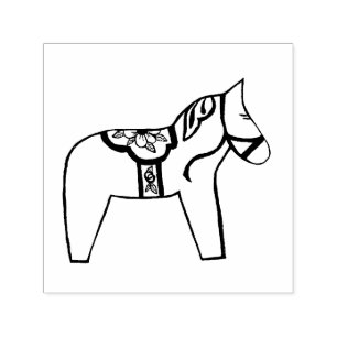 Tampon Auto-encreur Cheval de Dala aux fleurs