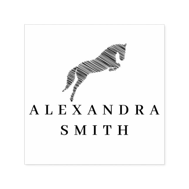 Tampon Auto-encreur Cheval de saut | Scribble Horse | Entraîneur de ch (Design)