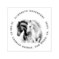 Chevaux noir et blanc en aquarelle
