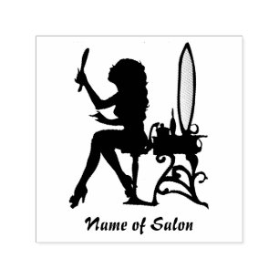 Tampon Auto-encreur Cheveux de silhouette de femme de fille et salon