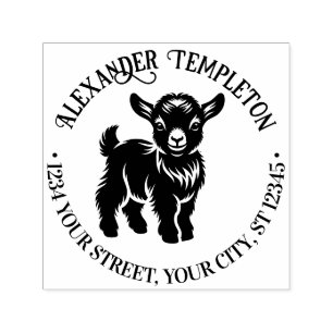 Tampon Auto-encreur Chèvre bébé mignonne debout #2 Nom Adresse de reto