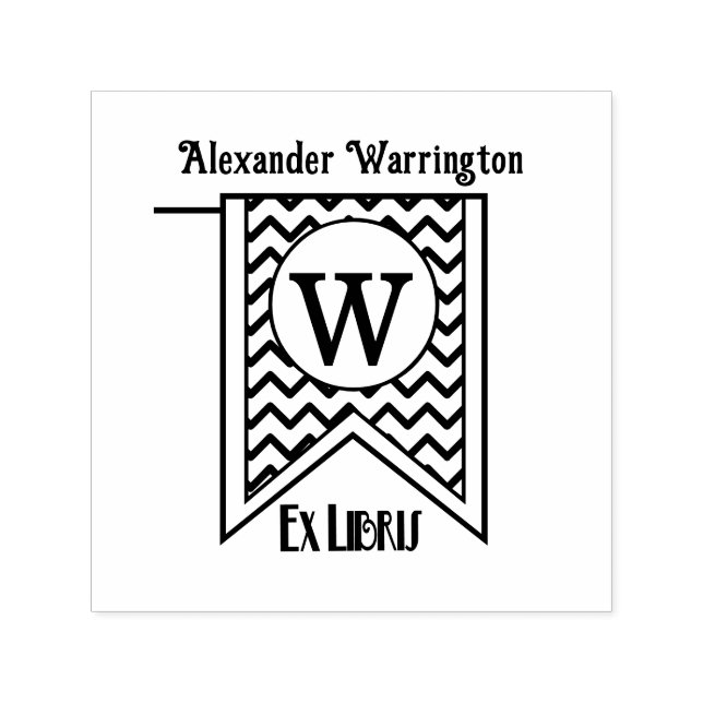Tampon Auto-encreur Chevron Bannière Initiale Monogramme Ex Libris Liv (Design)