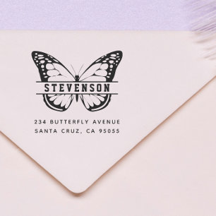 Tampon Auto-encreur Chic Beautifly Nom de famille Adresse de retour