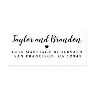 Tampon Auto-encreur Chic Calligraphie Noms Mariage Adresse de retour