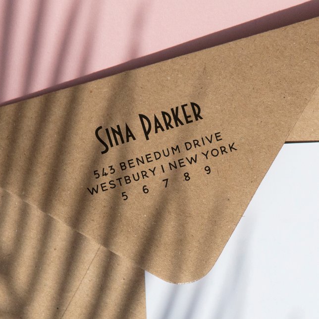 Tampon Auto-encreur Chic Deco Name & Return Address  (Rubber Stamp Mock-up)