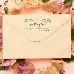 Tampon Auto-encreur Chic Floral Future M. Mme Mariage Retour Adresse