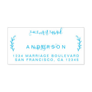 Tampon Auto-encreur Chic Foliage Future M. Mme Mariage Retour Adresse