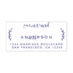 Tampon Auto-encreur Chic Foliage Future M. Mme Mariage Retour Adresse