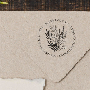 Tampon Auto-encreur Chic Greenery Floral Round Family Return Adresse