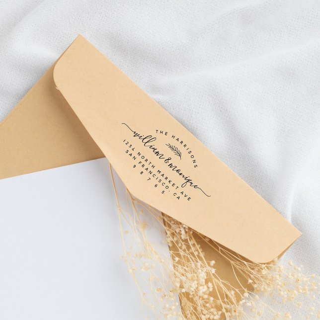 Tampon Auto-encreur Chic Modern Mariage manuscrit Adresse de retour (Créateur téléchargé)